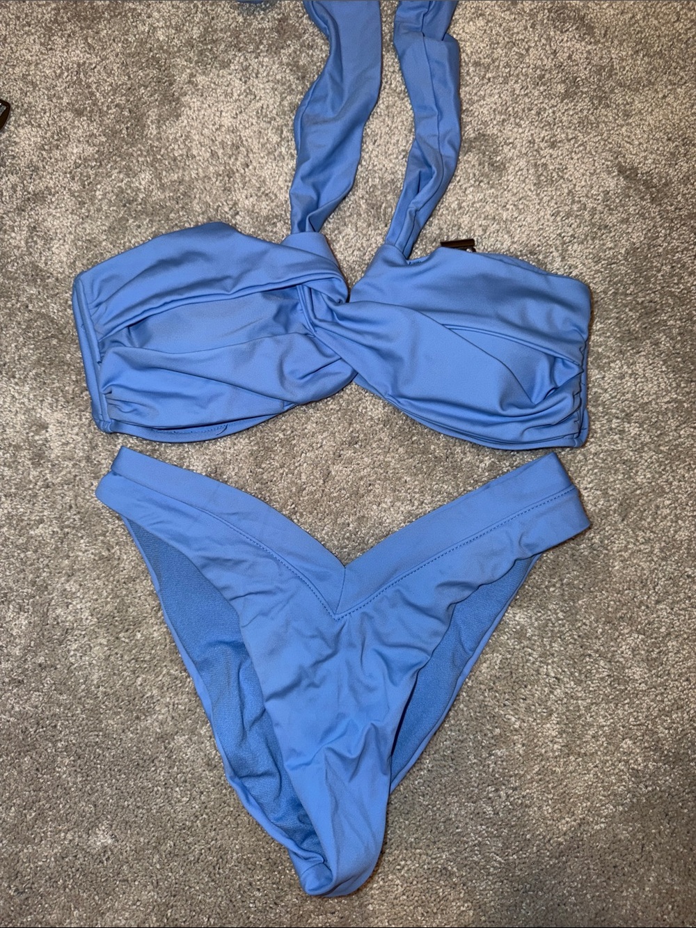 Blue Women's Twist-Front Bikini Set